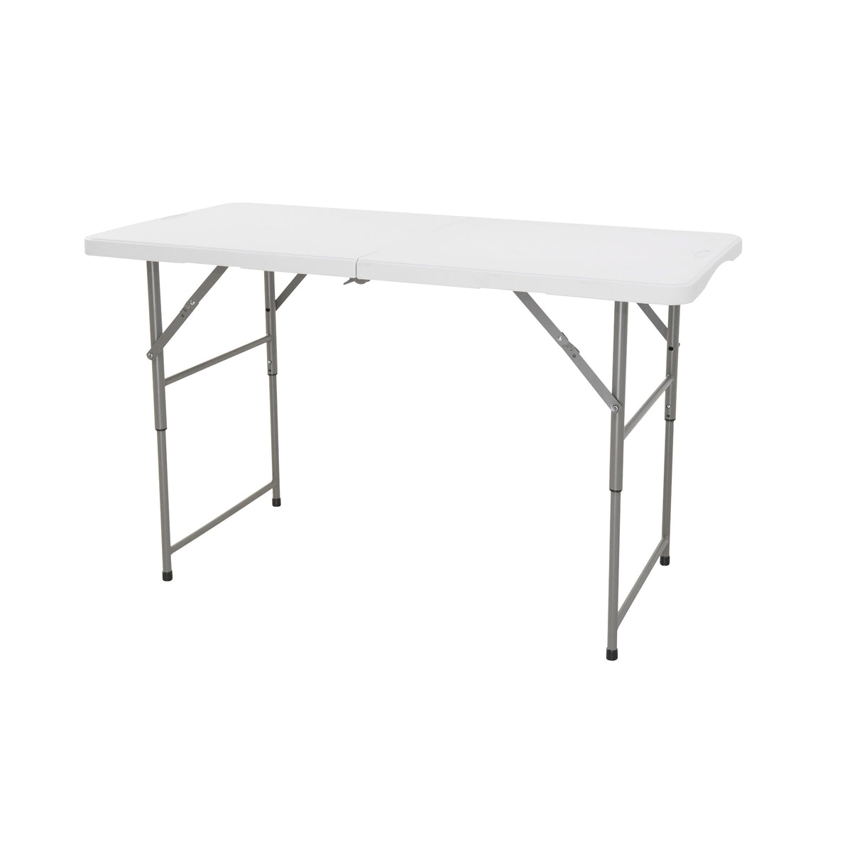 Mesa plegable altura regulable 122x60x50-74cm con asa blanco