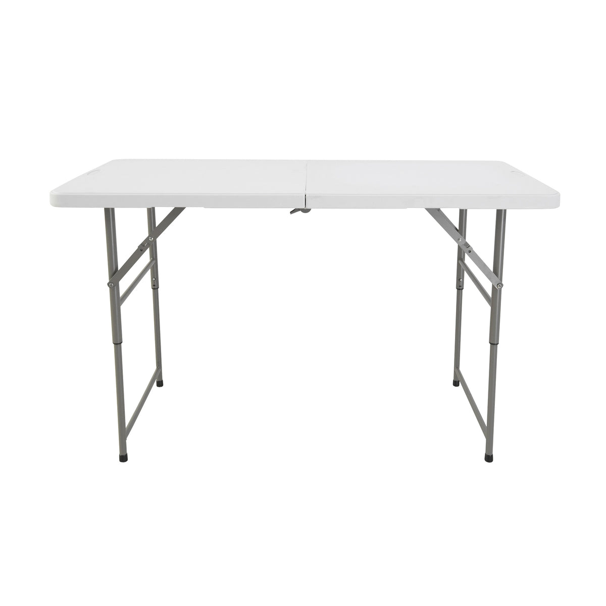 Mesa plegable altura regulable 122x60x50-74cm con asa blanco (2)