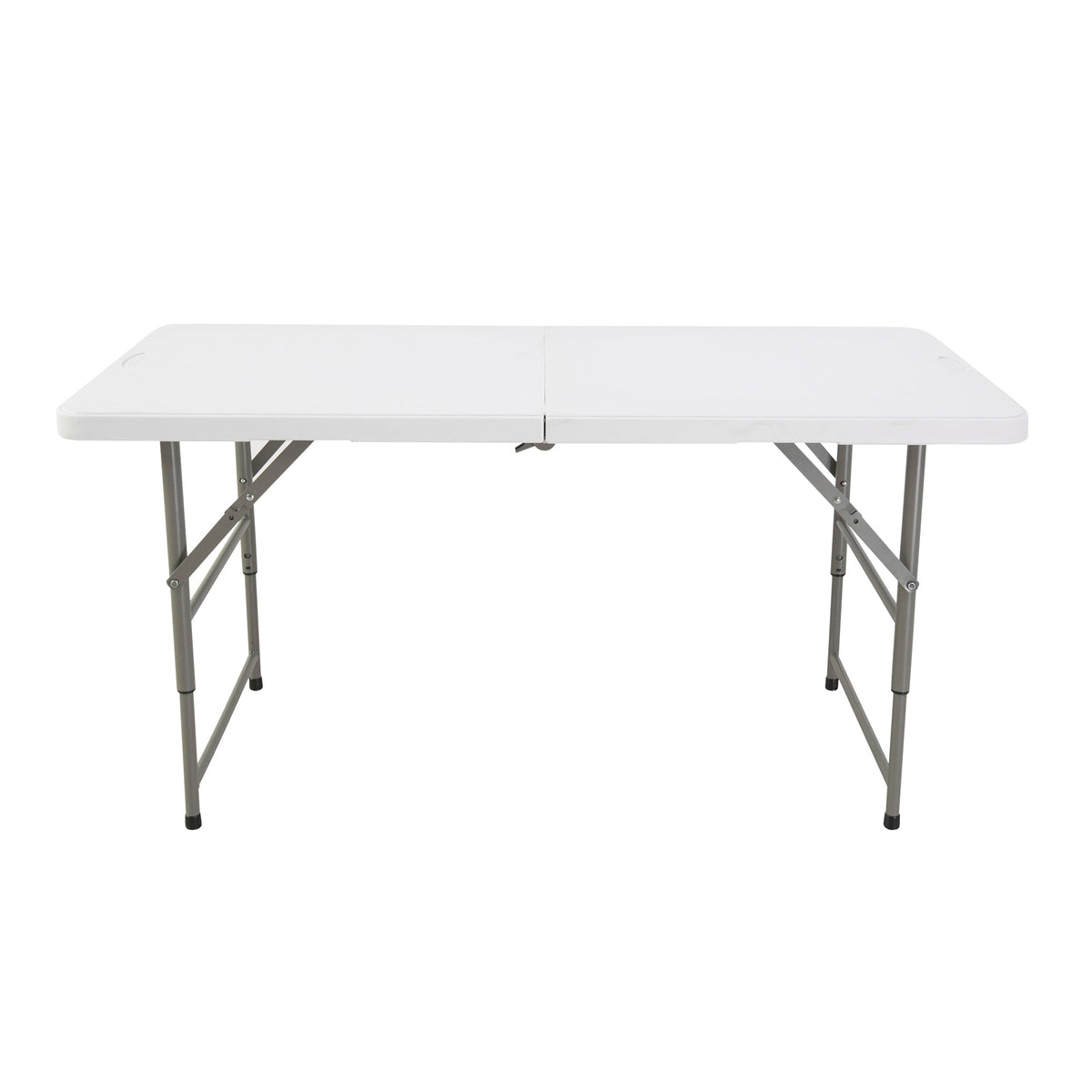 Mesa plegable altura regulable 122x60x50-74cm con asa blanco (3)