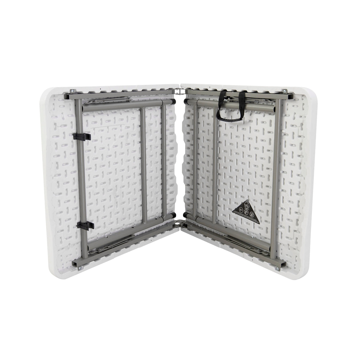 Mesa plegable altura regulable 122x60x50-74cm con asa blanco (5)