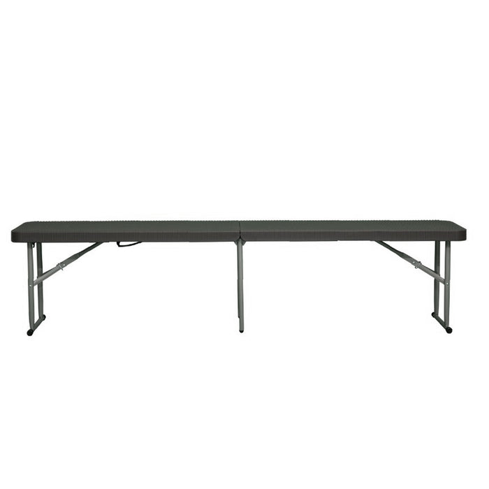 Banco plegable efecto ratán negro 183x30x43cm con asa