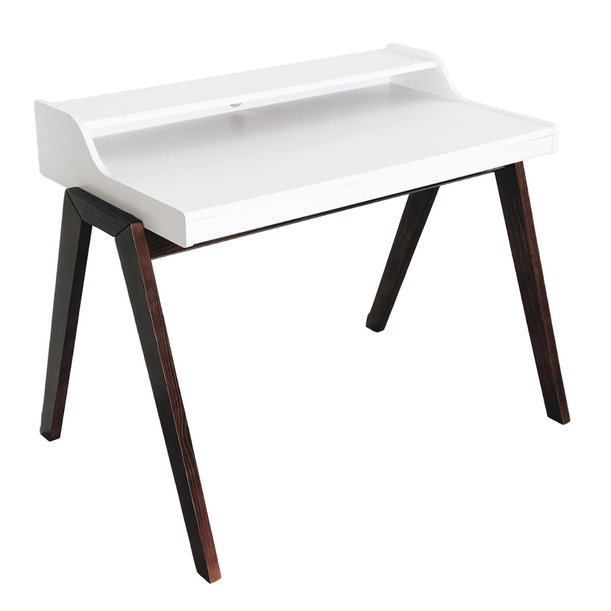 Mesa escritorio Nere blanco con patas marrones 110x86x75cm