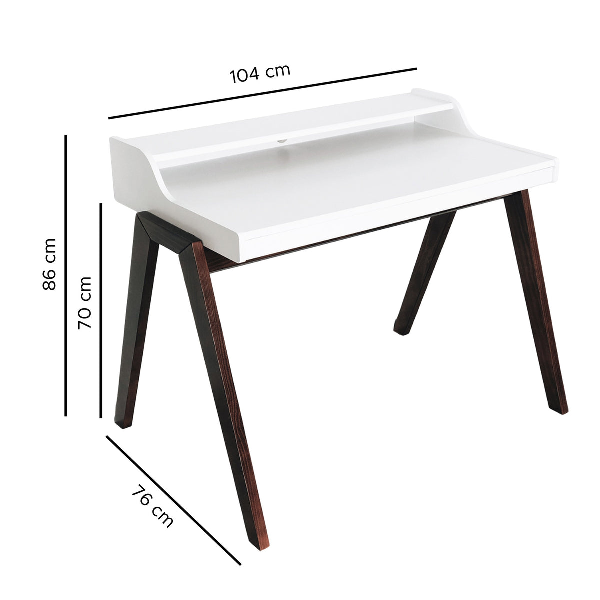 Mesa escritorio Nere blanco con patas marrones 110x86x75cm (3)