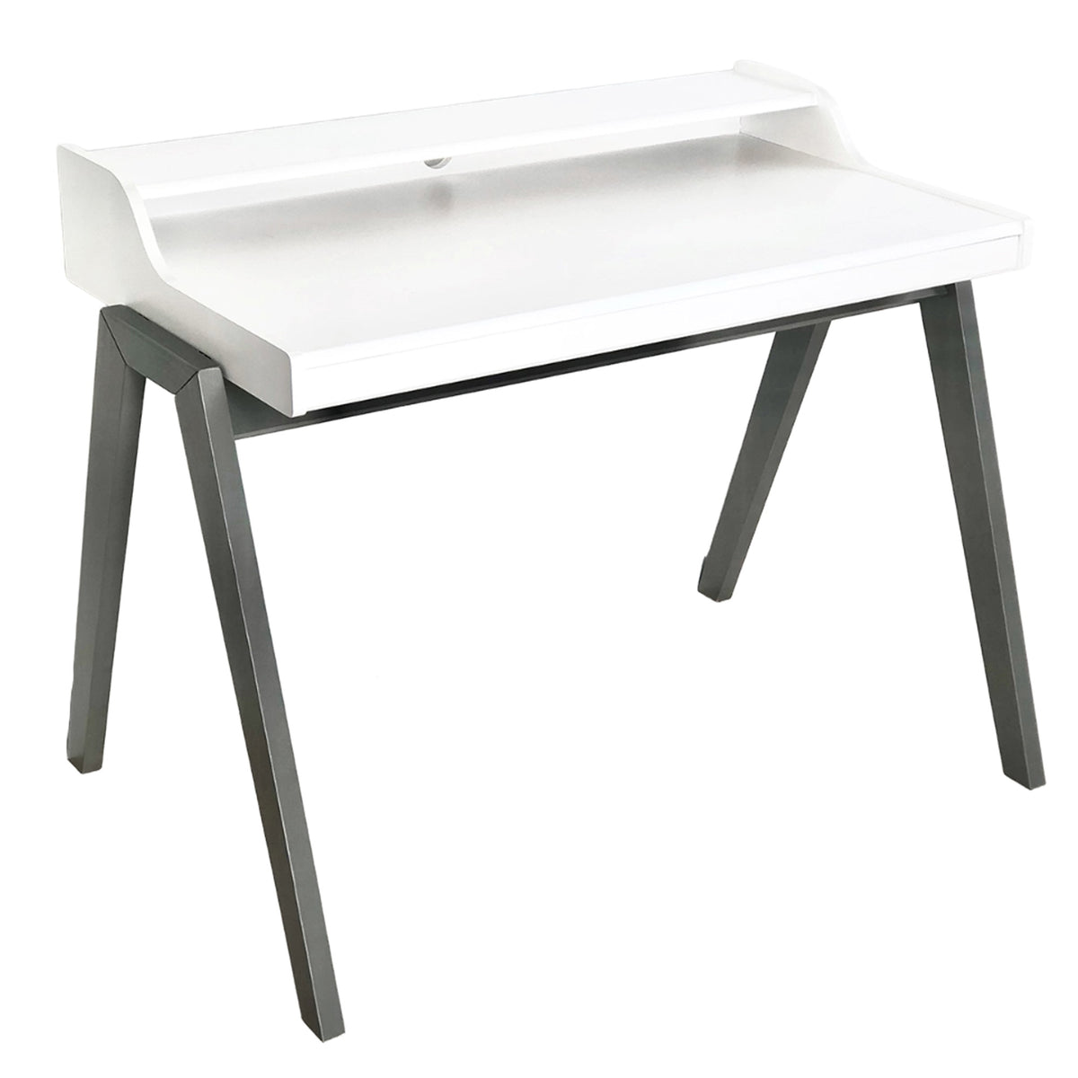 Mesa escritorio Nere color blanco con patas grises 110x86x75cm