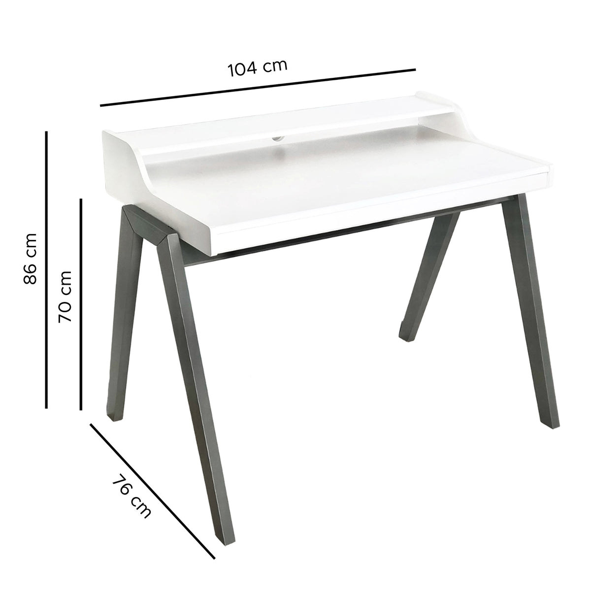 Mesa escritorio Nere color blanco con patas grises 110x86x75cm (3)