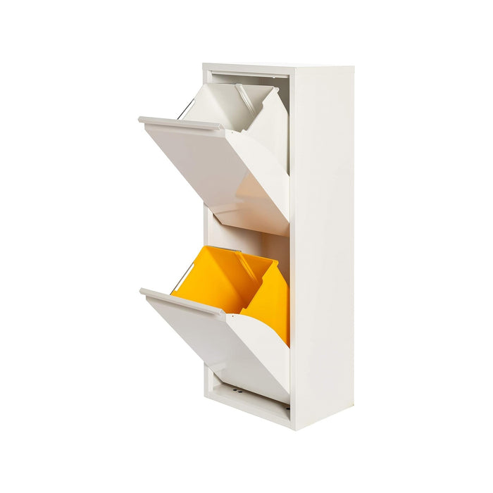 Cubo de reciclaje metálico 2 compartimentos 2x17L blanco mate