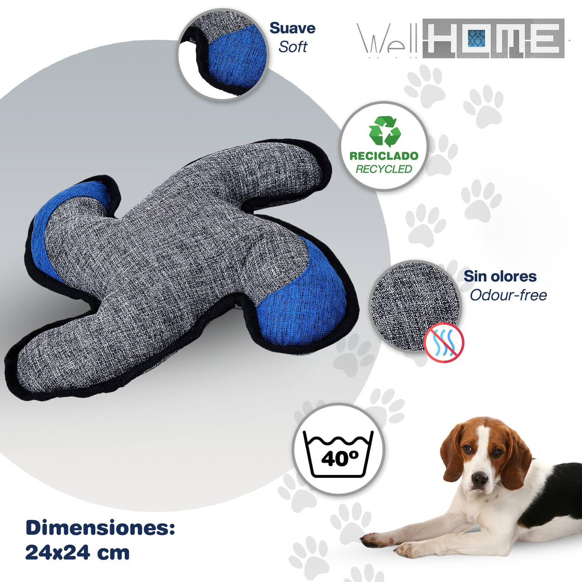 Juguete de felpa con sonajero 24x24cm para mascotas Hearts&Homies (2)