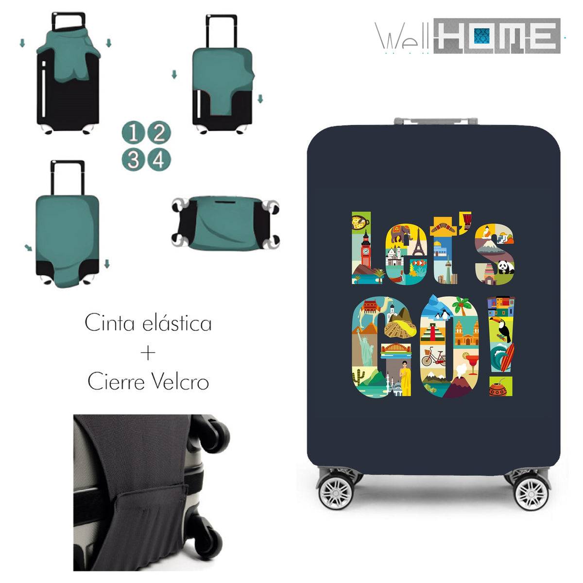 Funda protectora maleta grande 66-76cm Let's Go negra (2)