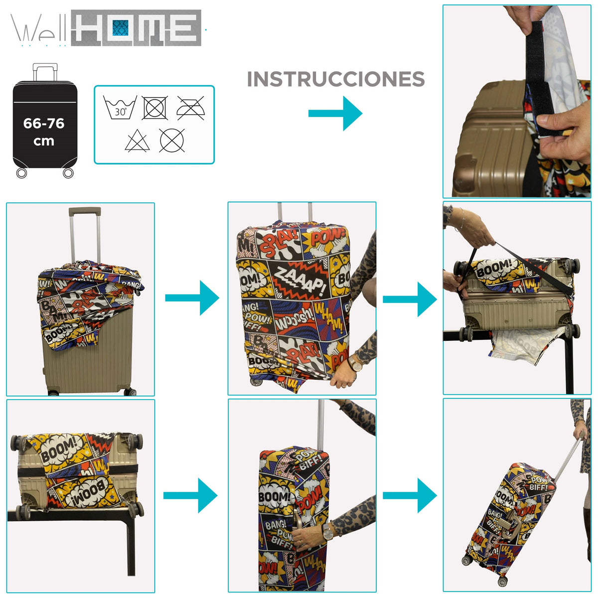 Funda protectora maleta grande 66-76cm Let's Go negra (3)