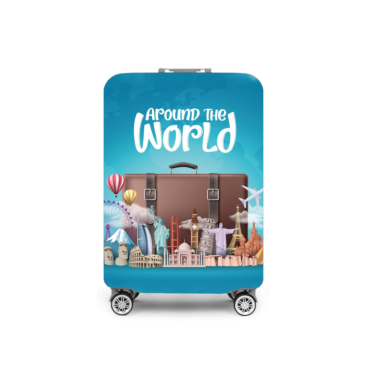 Funda protectora maleta grande 66-76cm Around The World azul