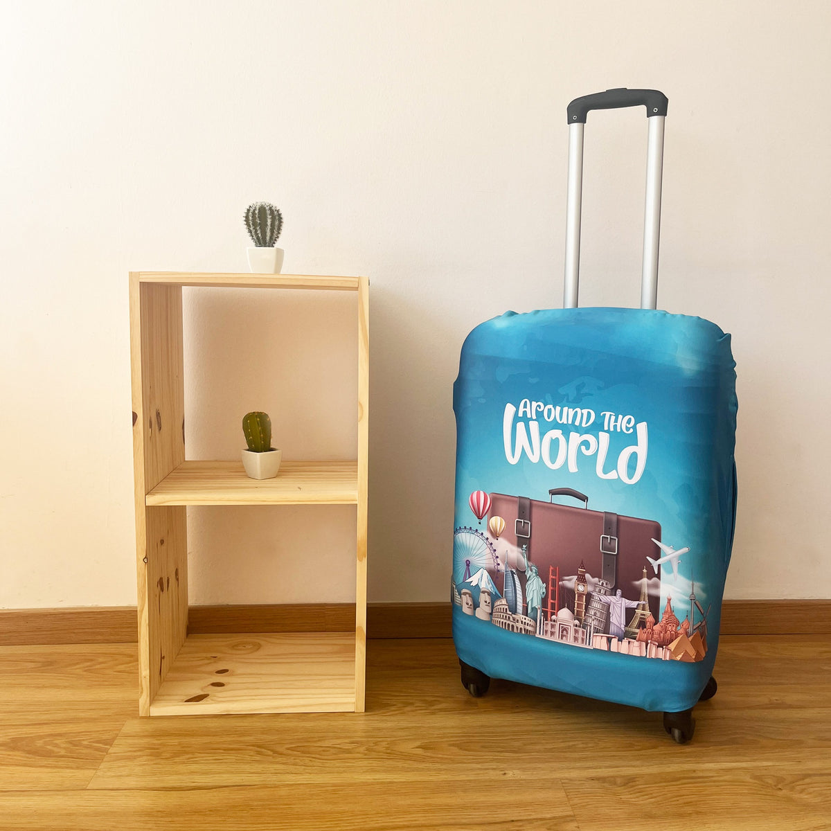 Funda protectora maleta grande 66-76cm Around The World azul (4)
