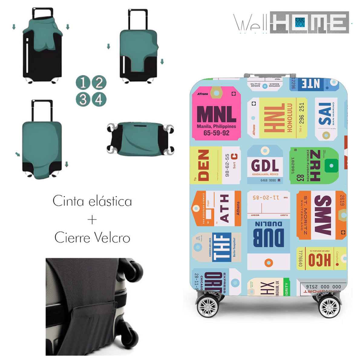 Funda protectora maleta grande 66-76cm reutilizable multicolor (2)