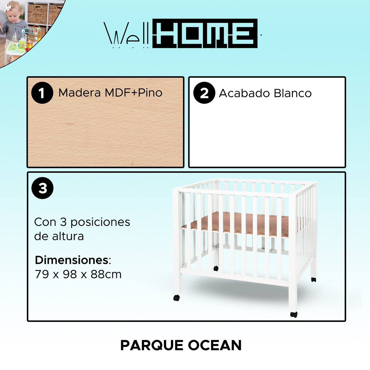 Parque Ocean 3 posiciones de altura color blanco (2)