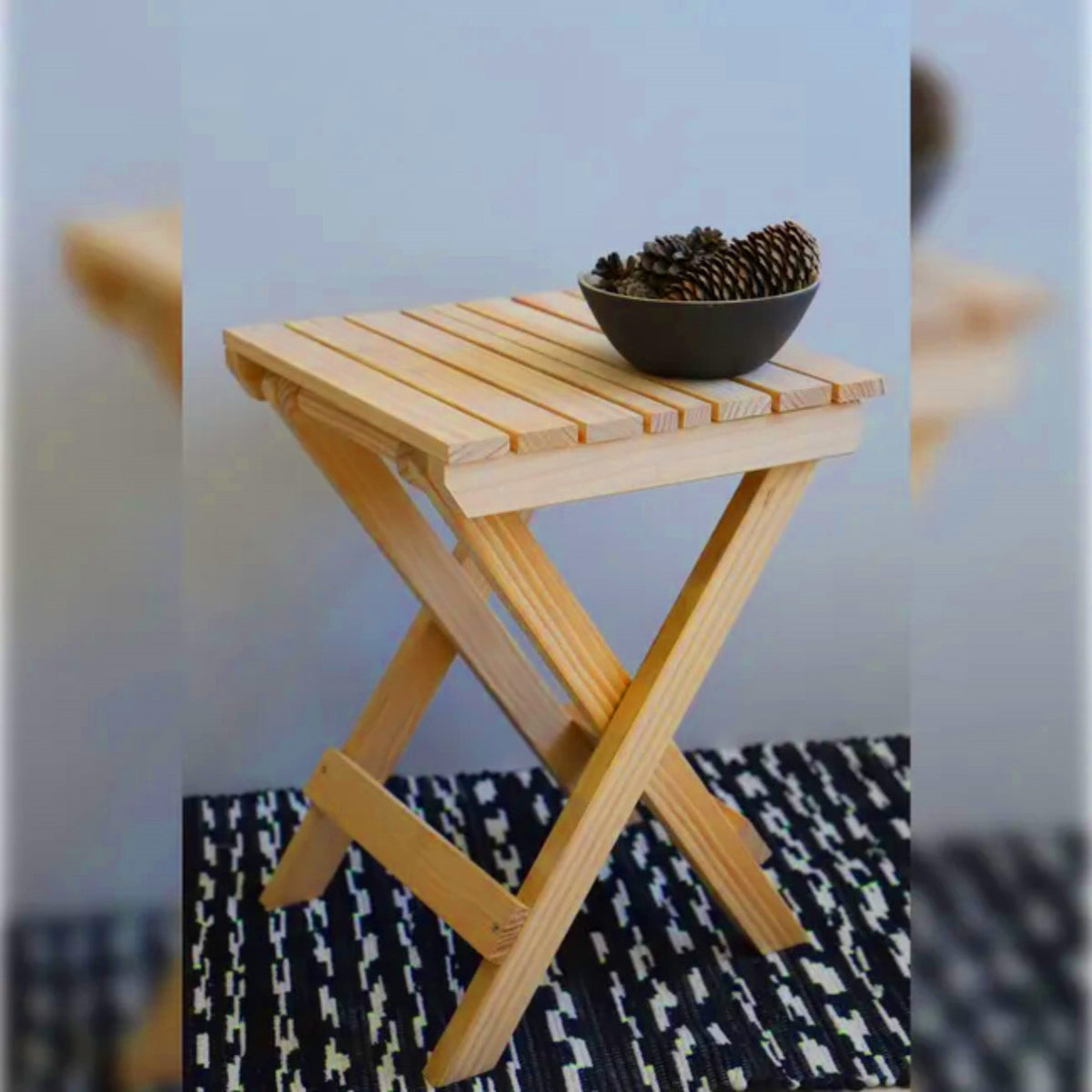 Mesita plegable jardín madera en aceite (4)