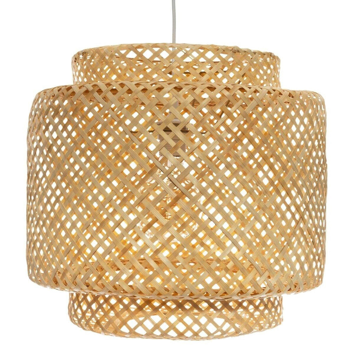 Lámpara colgante techo bambú Ø38x40cm casquillo E27 cable 80cm
