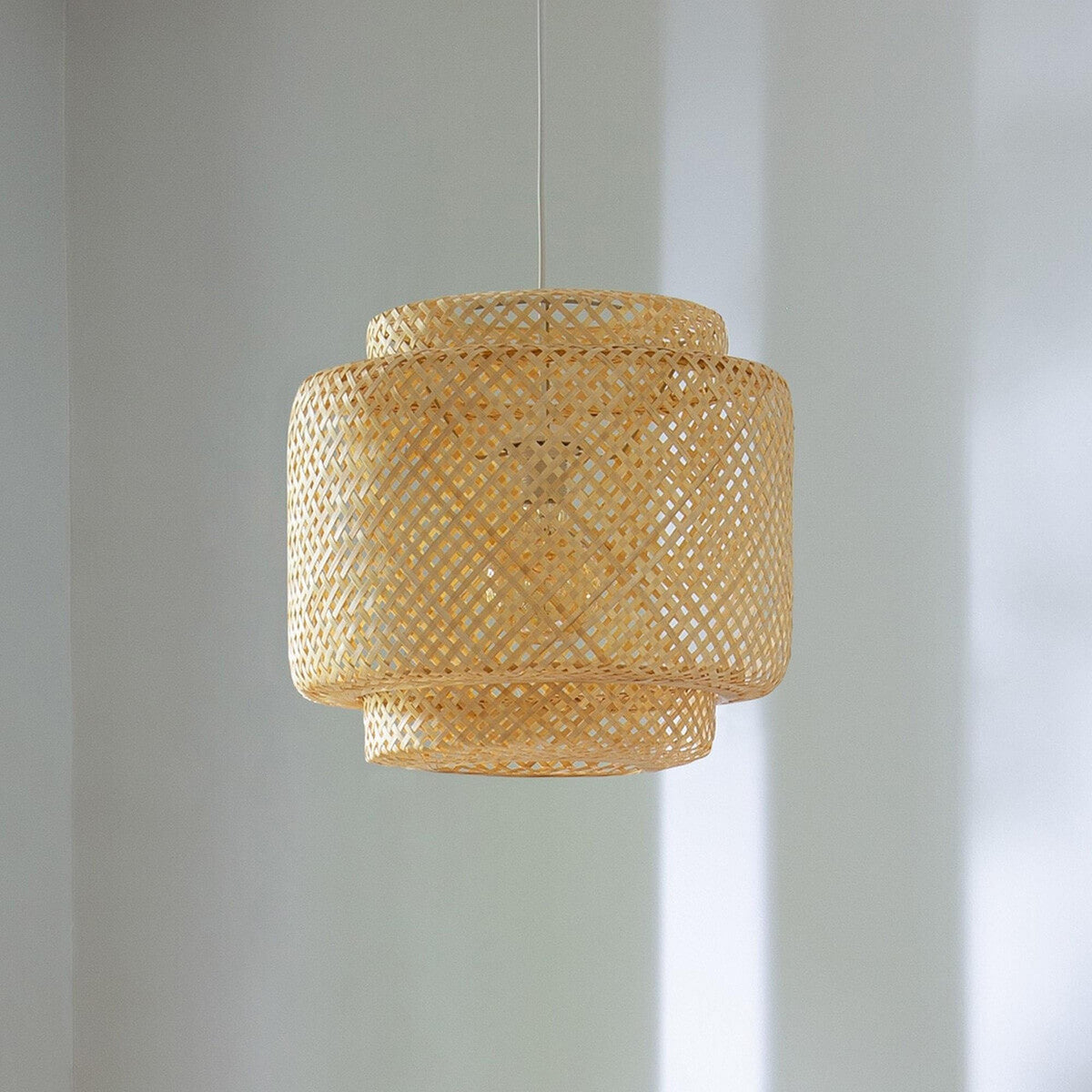 Lámpara colgante techo bambú Ø38x40cm casquillo E27 cable 80cm (5)