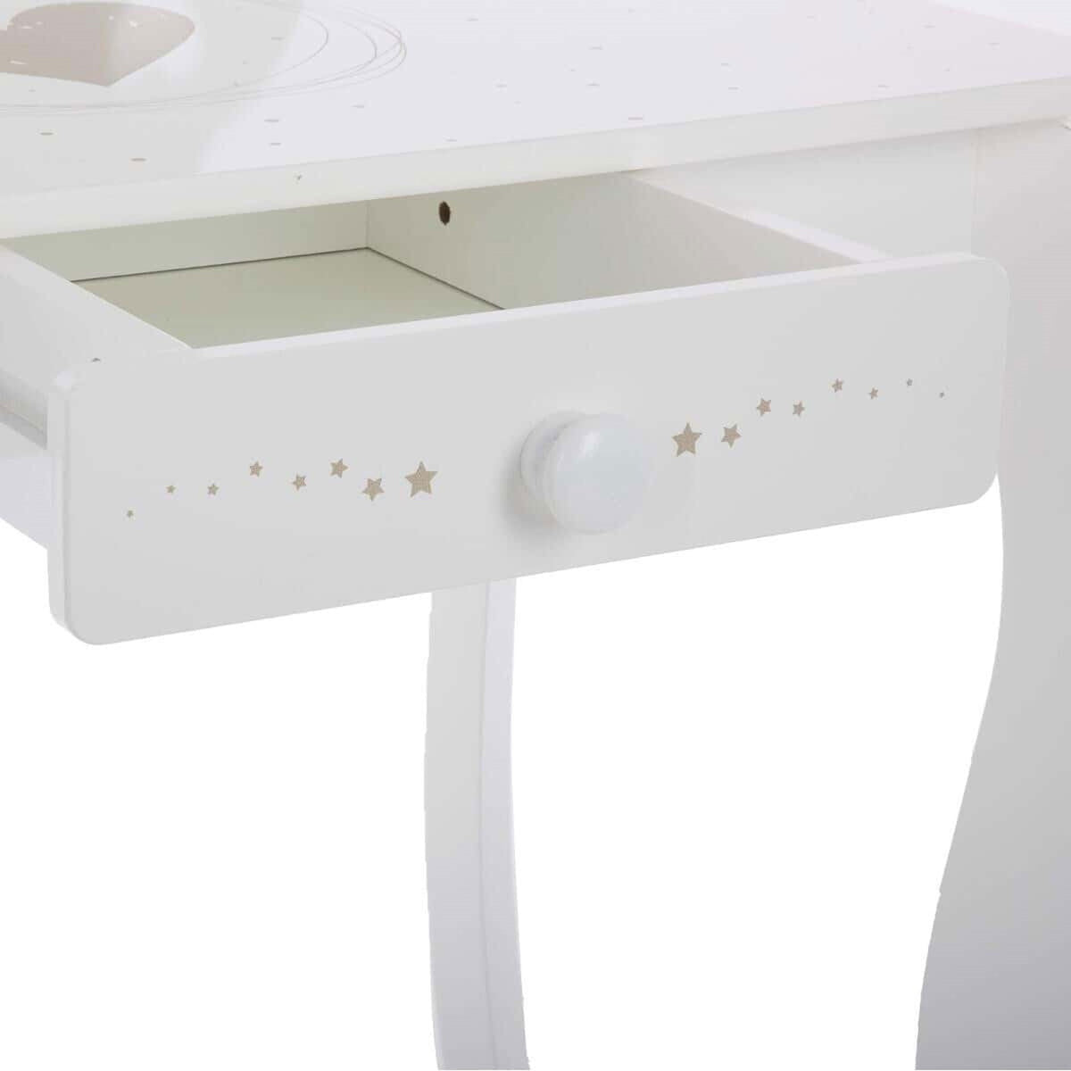 Tocador con espejo y taburete 1 cajón diseño clásico (3)