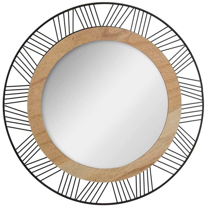 Espejo redondo de pared madera y metal Ø45cm