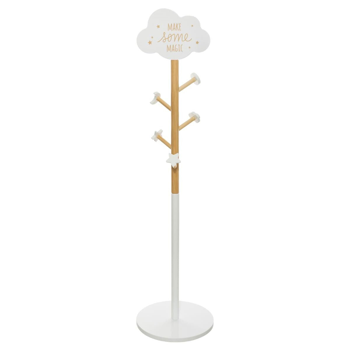 Perchero infantil madera nube 5 ganchos blanco Ø32xH.135,5cm
