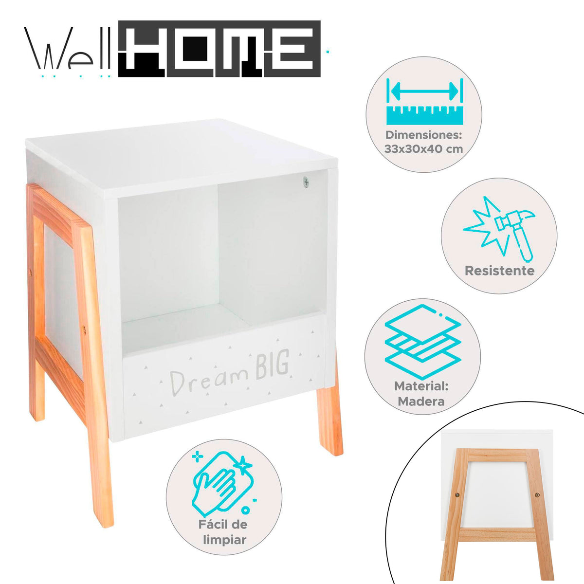 Mesilla mueble infantil 33x30x40cm diseño funcional (2)