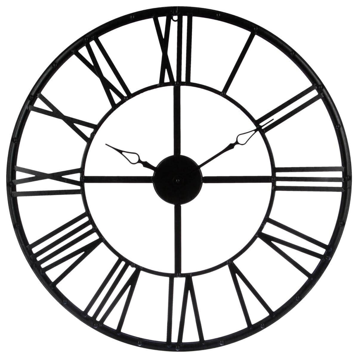 Reloj vintage metal negro para interior Ø69,5cm