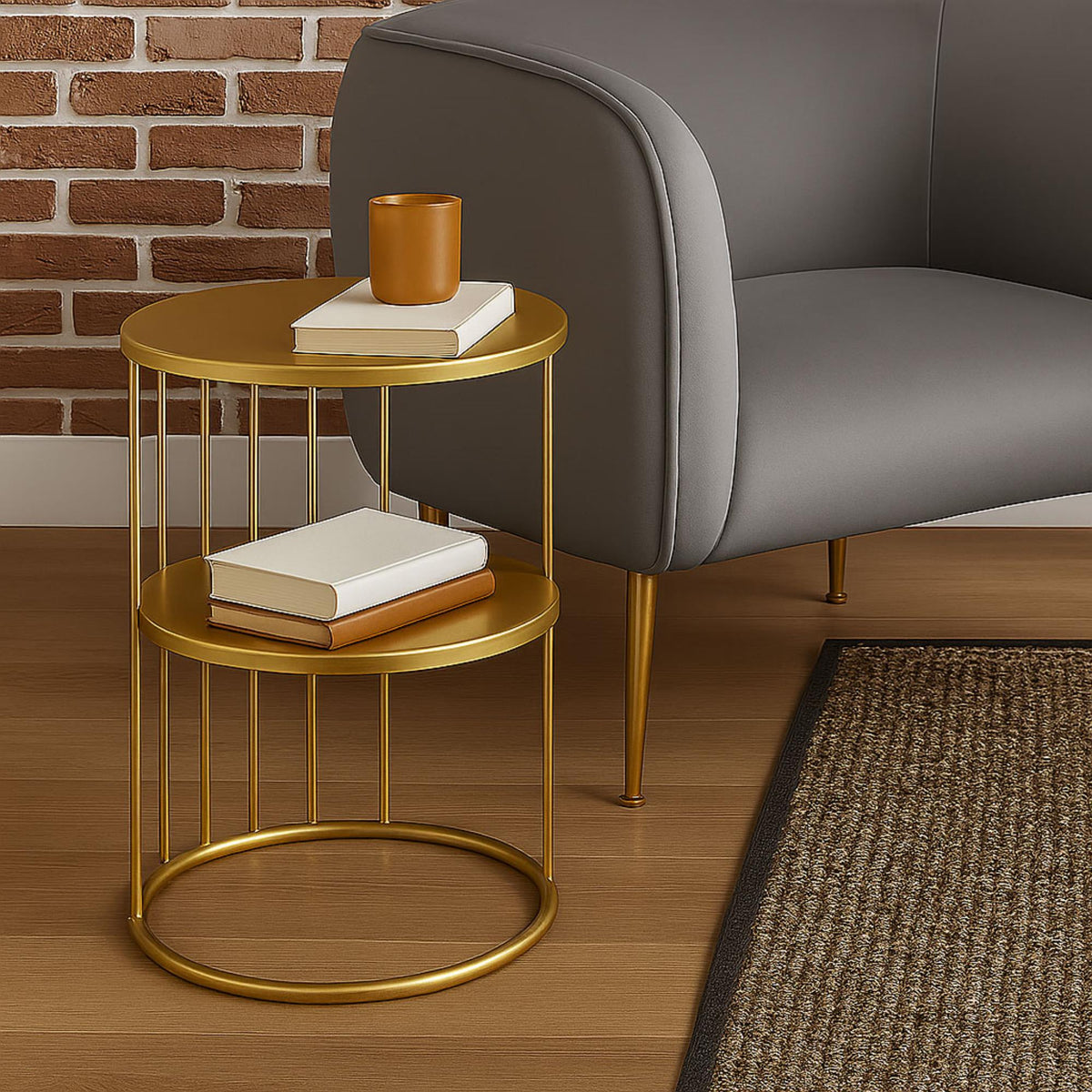 Mesita decorativa interior 3 niveles dorado Ø36x52cm (4)