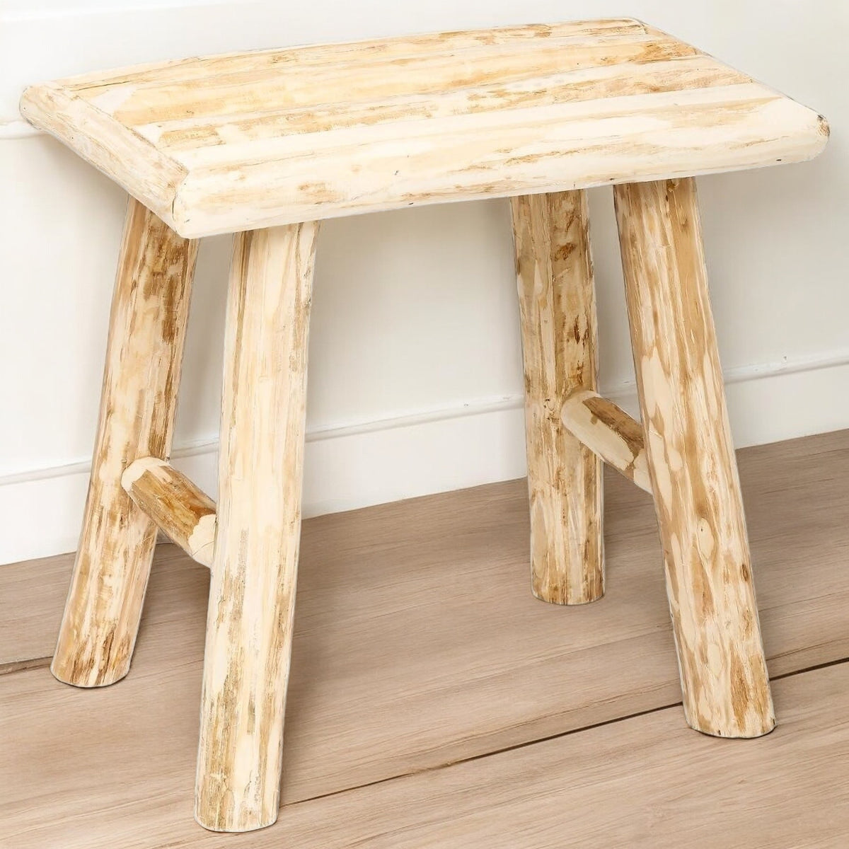 Taburete madera de álamo color beige H.32cm (4)