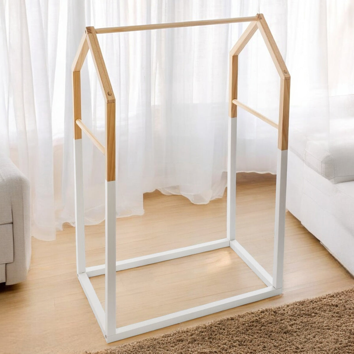 Perchero infantil madera natural estilo casita 60x37xH.99cm (3)