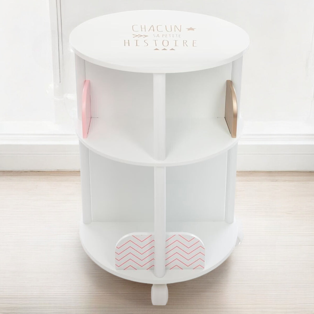 Librero redondo infantil con ruedas Ø40x59cm (6)