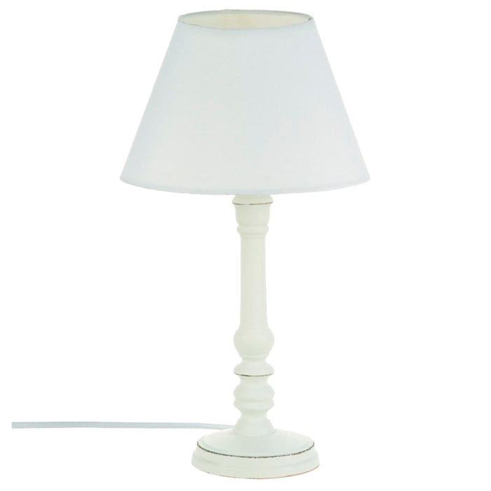 Lámpara de mesa clásica de madera blanca diseño antiguo Ø20x36cm