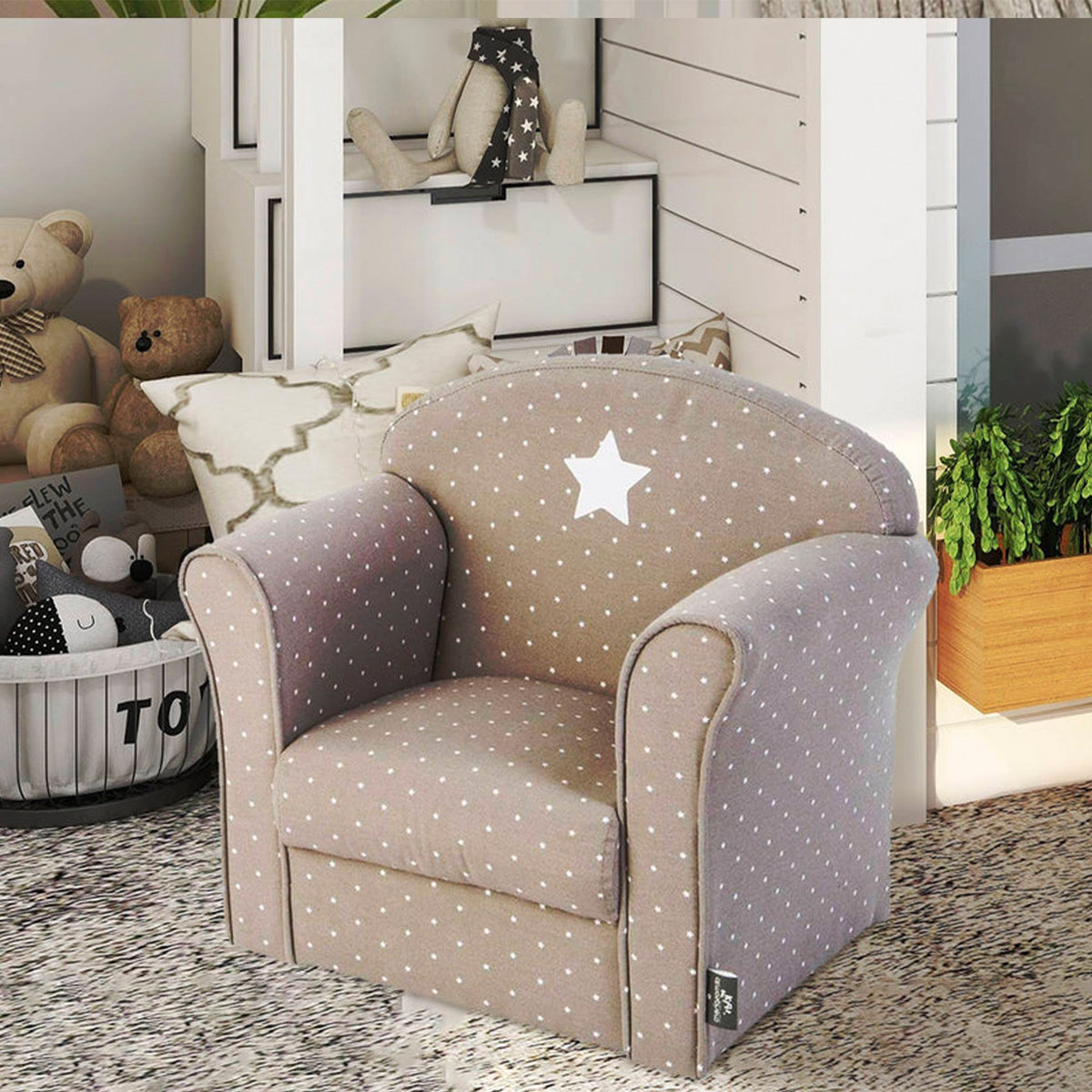 Sillón infantil Classic gris topo con estampado 49x35,2x44cm (5)