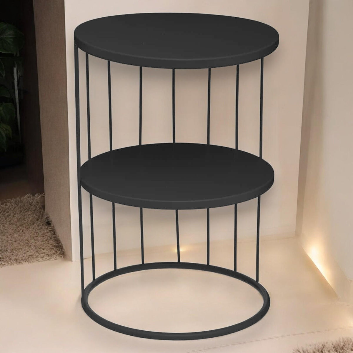 Mesita decorativa 3 niveles interior negro Ø36x52cm (3)