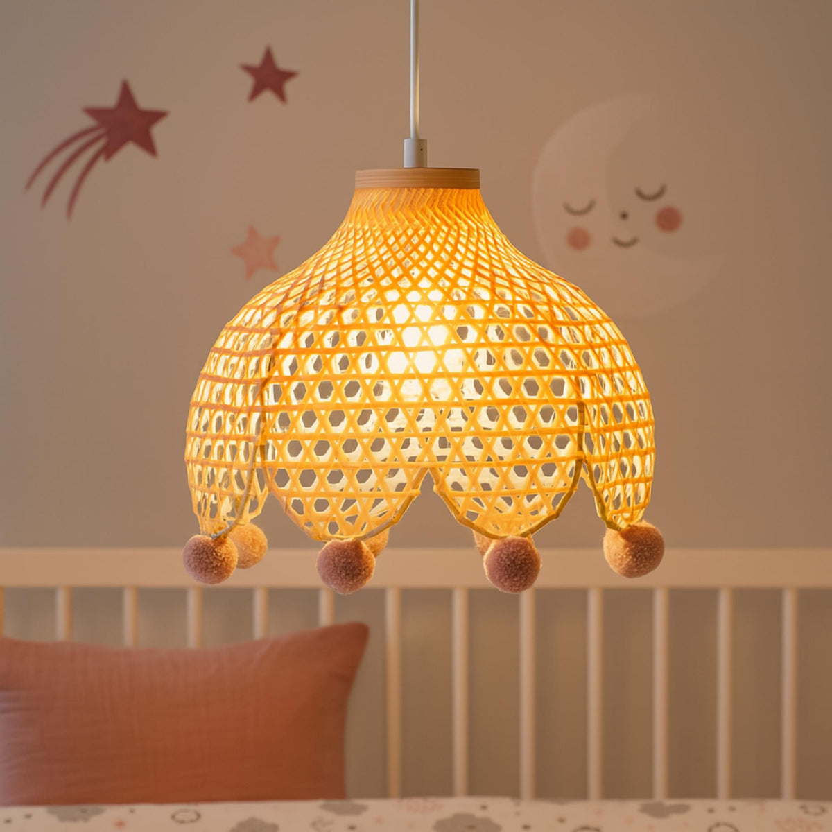Lámpara colgante bambú diseño acampanado Ø28cm (4)