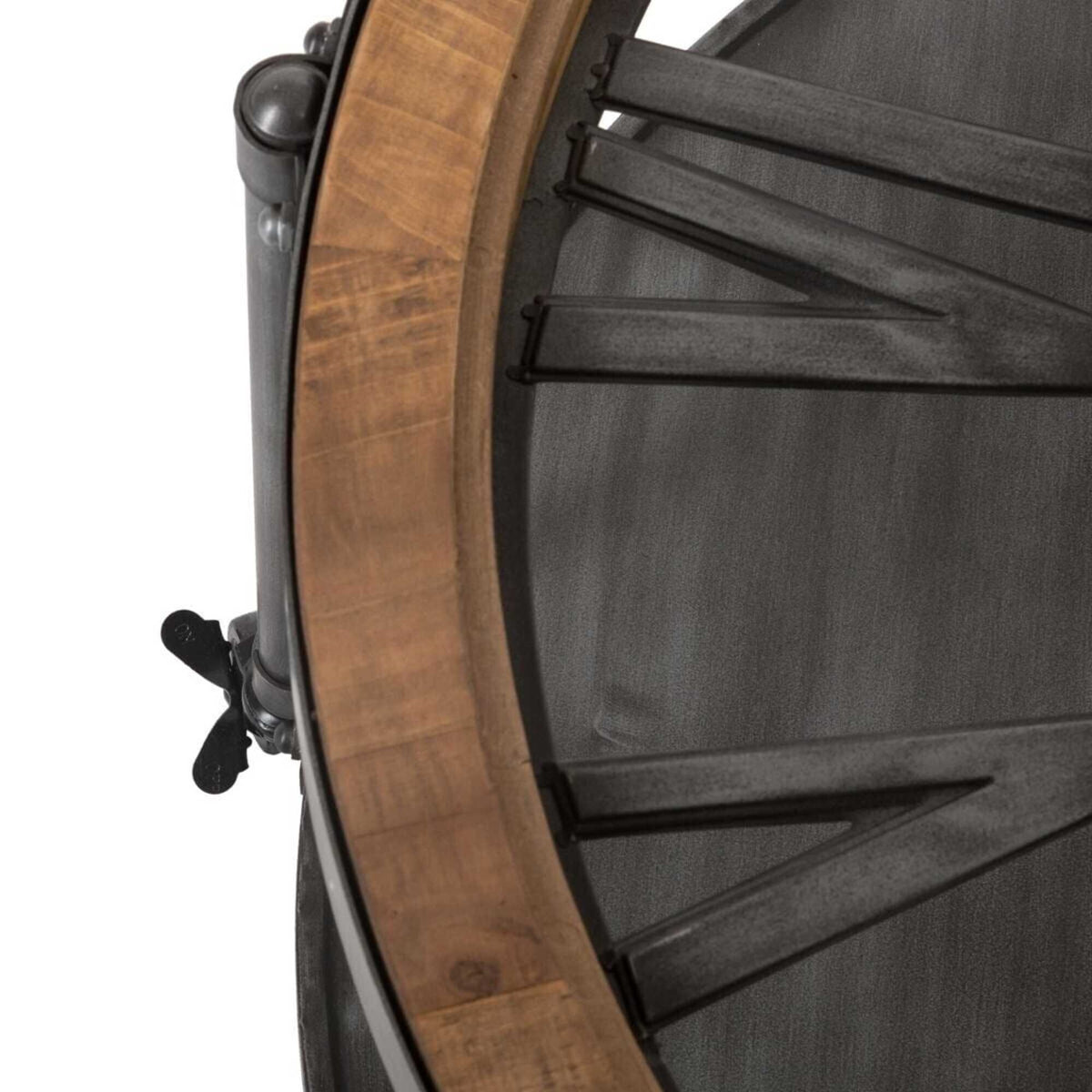 Mesa auxiliar baja con reloj estilo retro madera y metal negro (3)