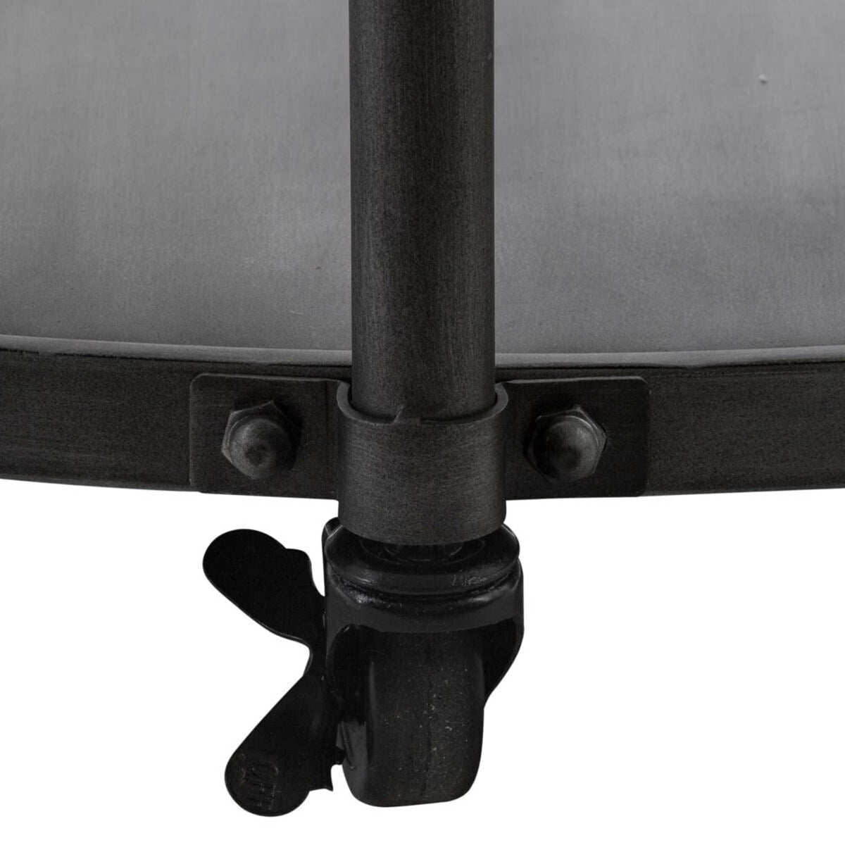 Mesa auxiliar baja con reloj estilo retro madera y metal negro (4)