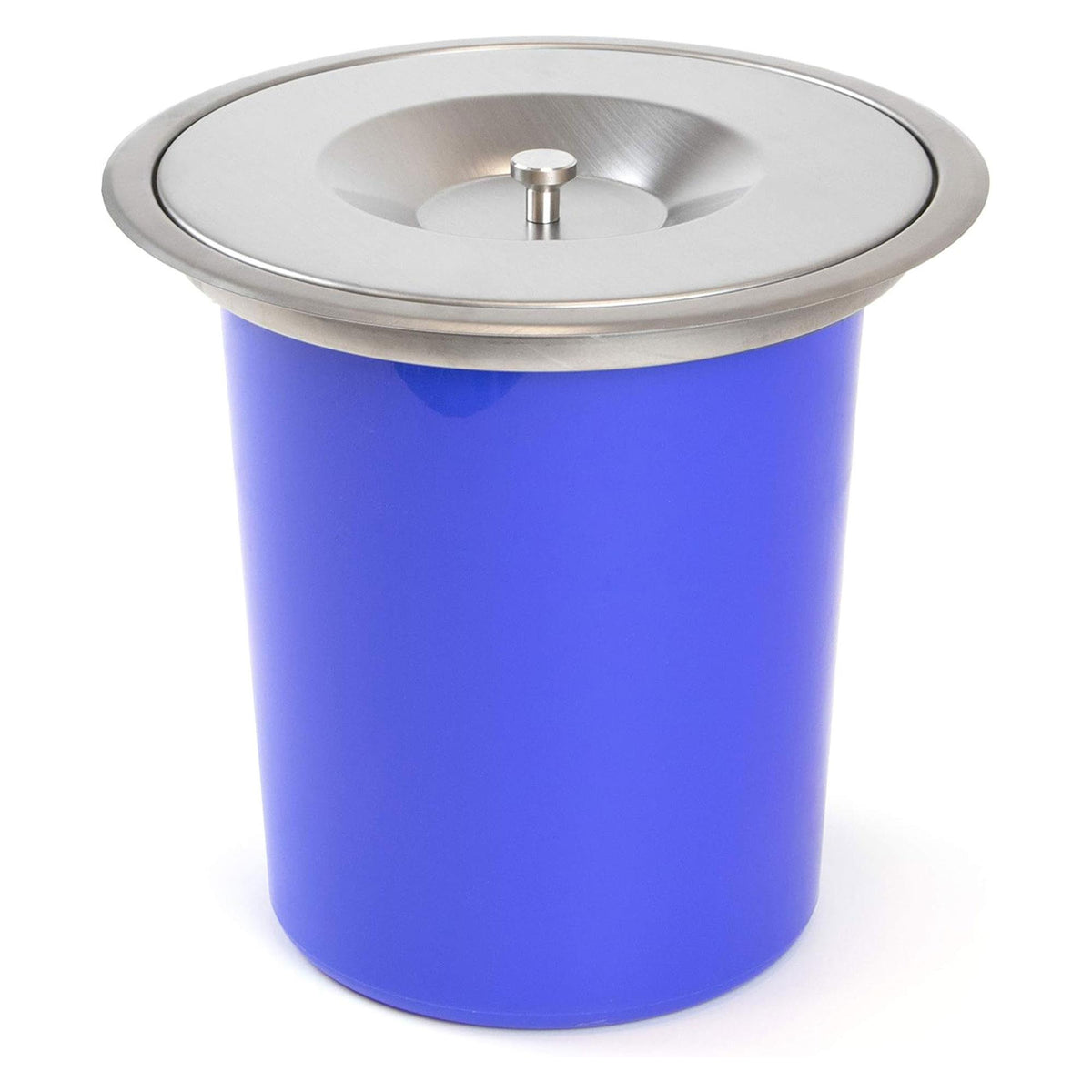 Cubo de basura integrable encimera tapa inox 5 L azul