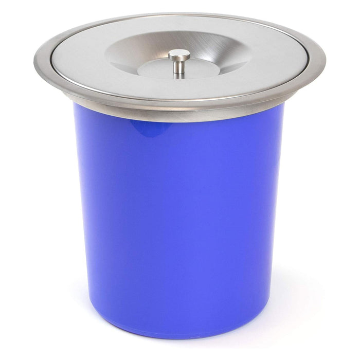 Cubo de basura integrable encimera tapa inox 5 L azul
