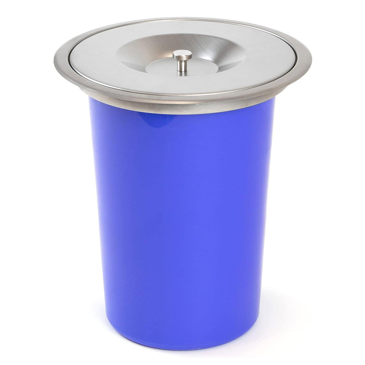 Cubo de basura integrable encimera tapa inox 8 L azul