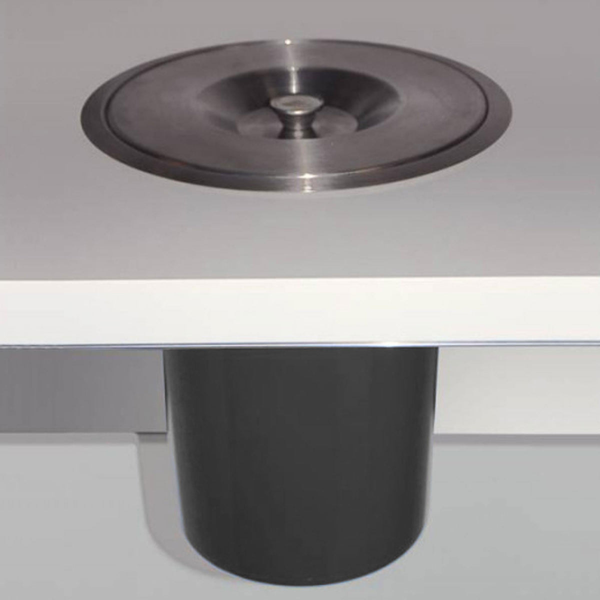 Cubo de basura integrable encimera tapa inox 8 L negro (5)