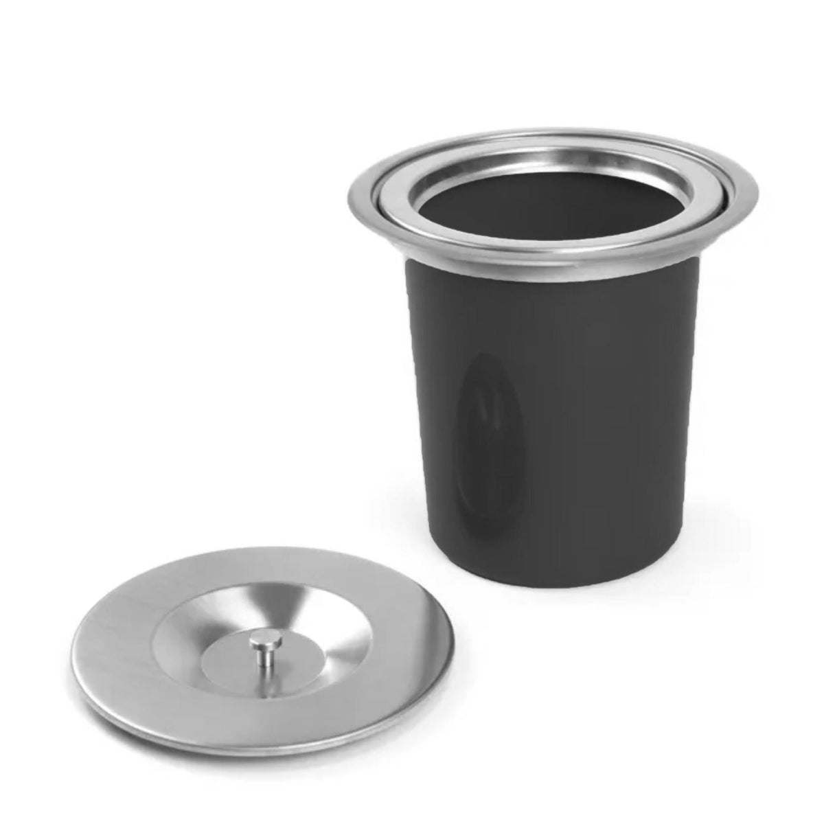 Cubo de basura integrable encimera tapa inox 8 L negro (10)