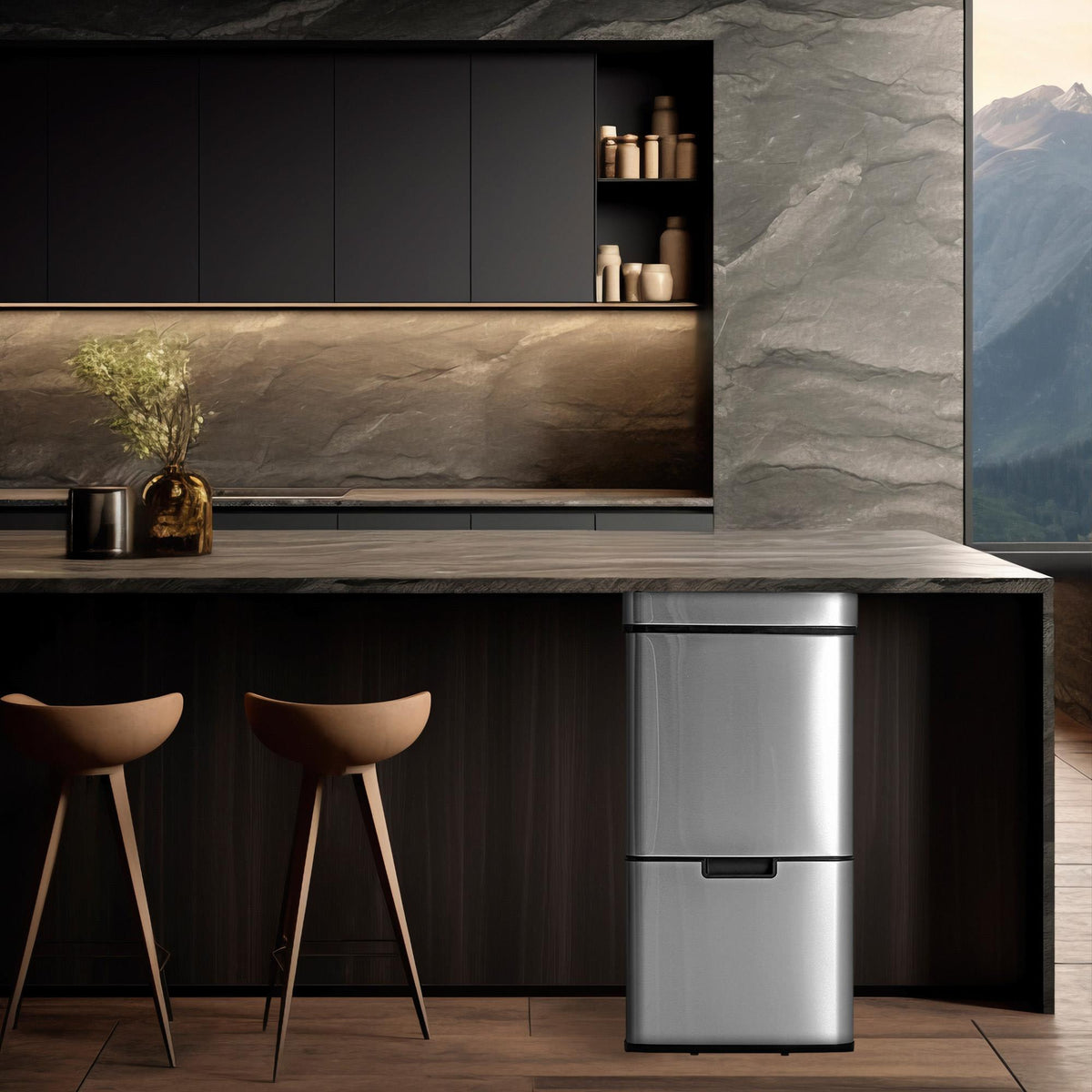Papelera reciclaje sensor acero inox cromado 72L 2comp (6)