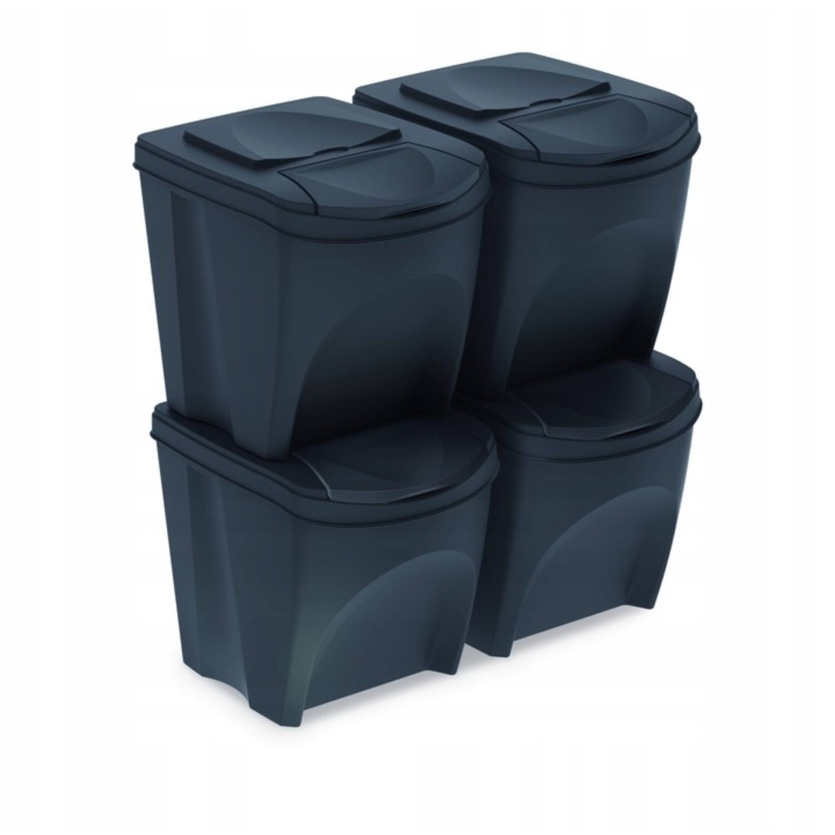 Set de 4 cubos de reciclaje antracita 4x25L (3)