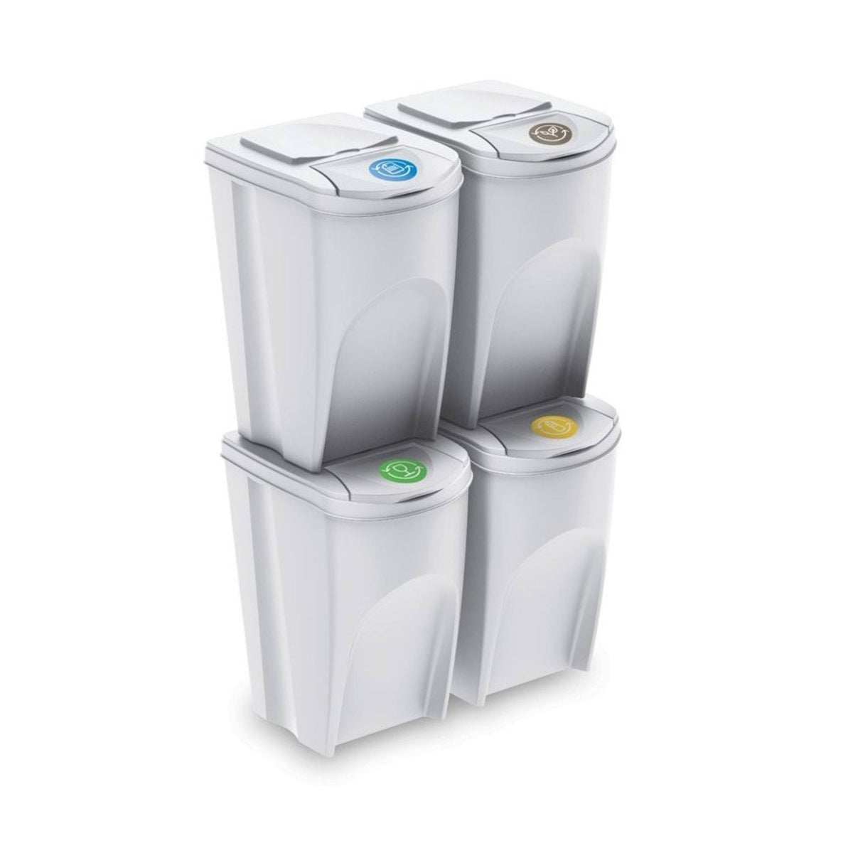 Set de 4 cubos de reciclaje blanco roto 4x35L