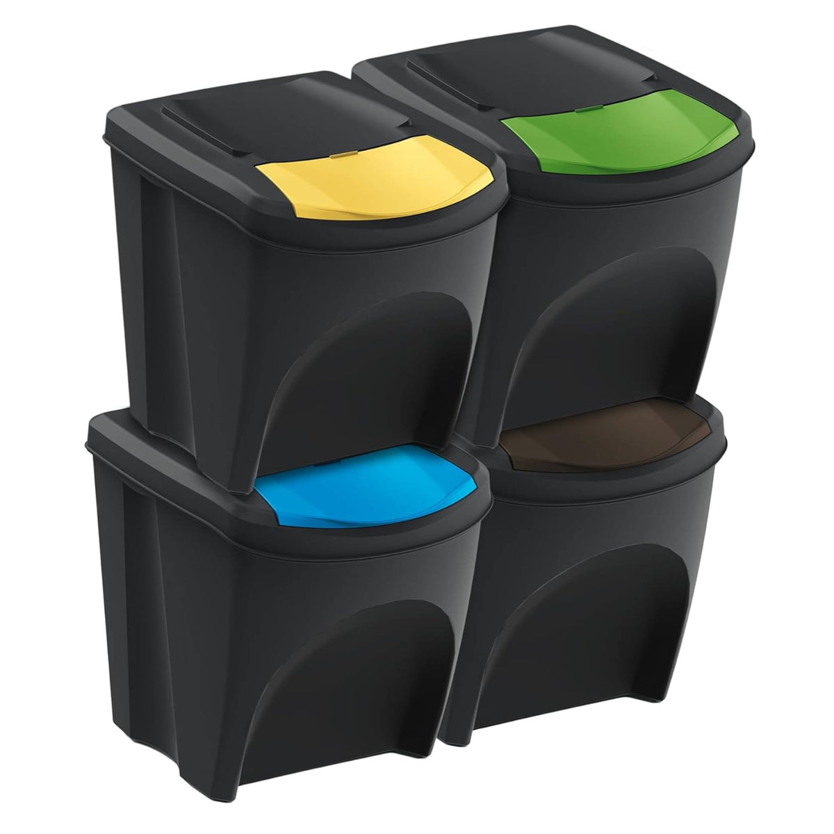 Set de 4 cubos de basura plástico reciclado negro 4x25L (3)