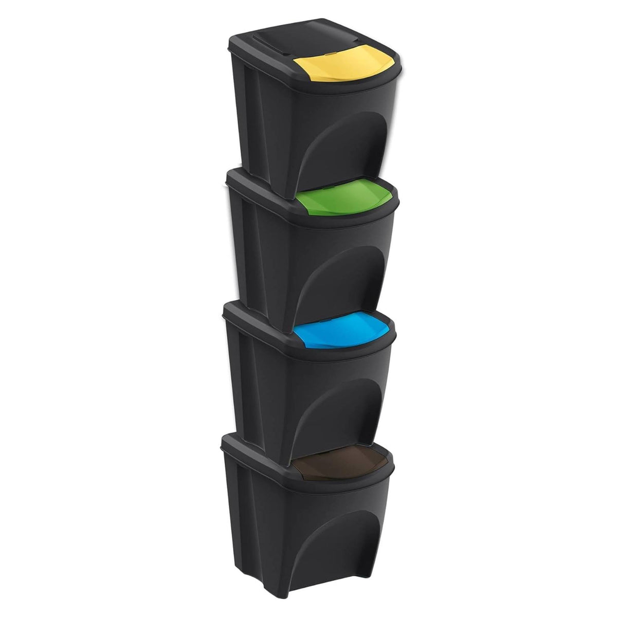 Set de 4 cubos de basura plástico reciclado negro 4x25L (4)