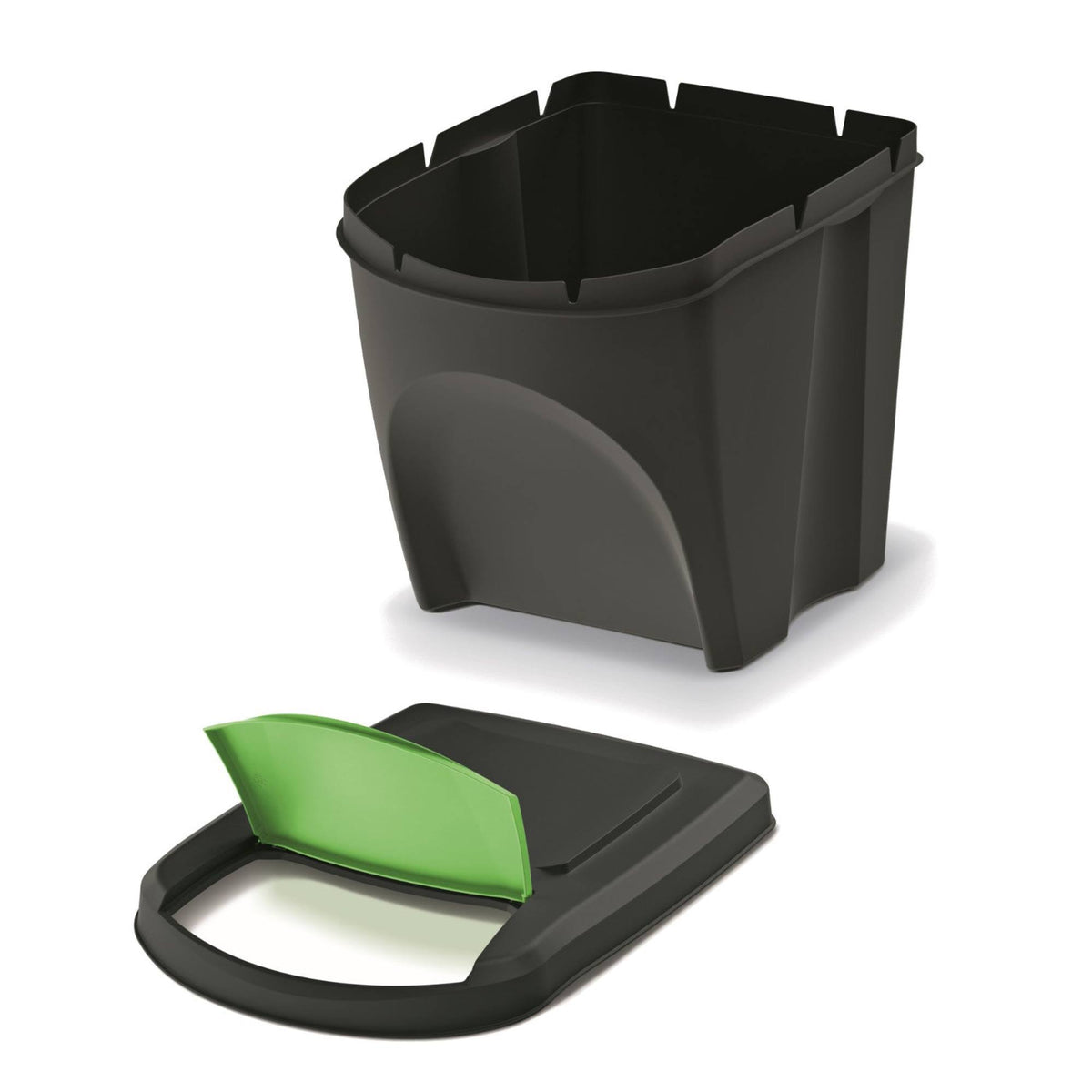Set de 4 cubos de basura plástico reciclado negro 4x25L (10)