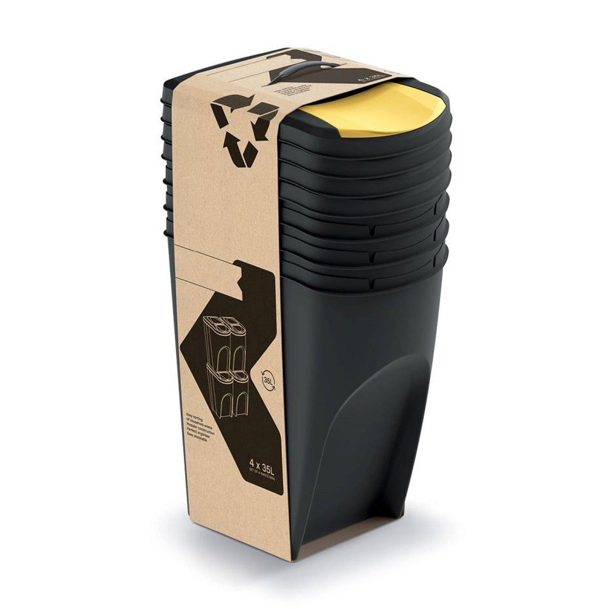 Set de 4 cubos de basura plástico reciclado negro 4x35L (7)