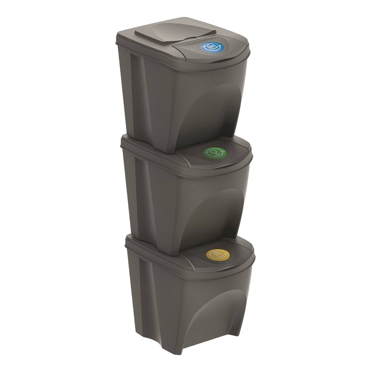 Set de 3 cubos de reciclaje gris 3x25L