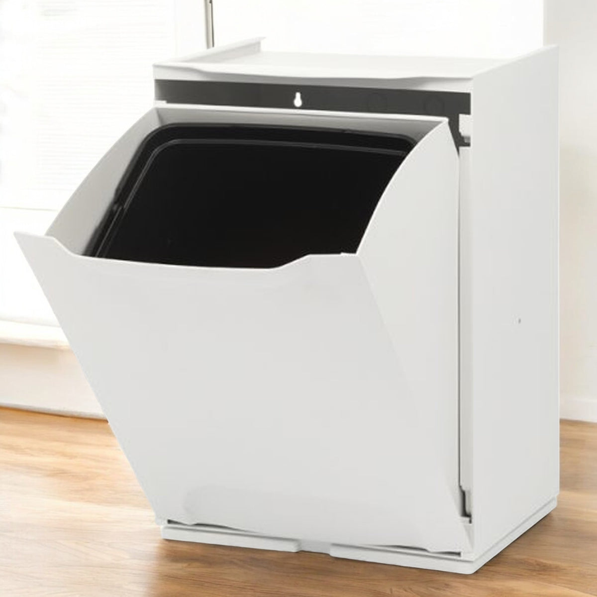 Papelera reciclaje polipropileno 20L con depósito interior blanco (5)