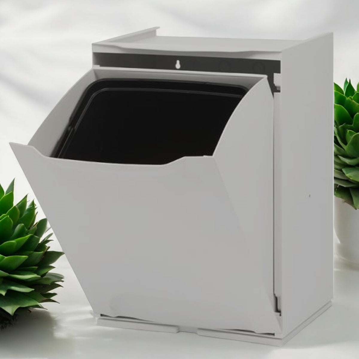 Papelera reciclaje polipropileno 20L con depósito interior gris (5)
